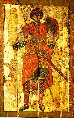 saint George Christian icon Yuriev Monastery Novgorod 12th century