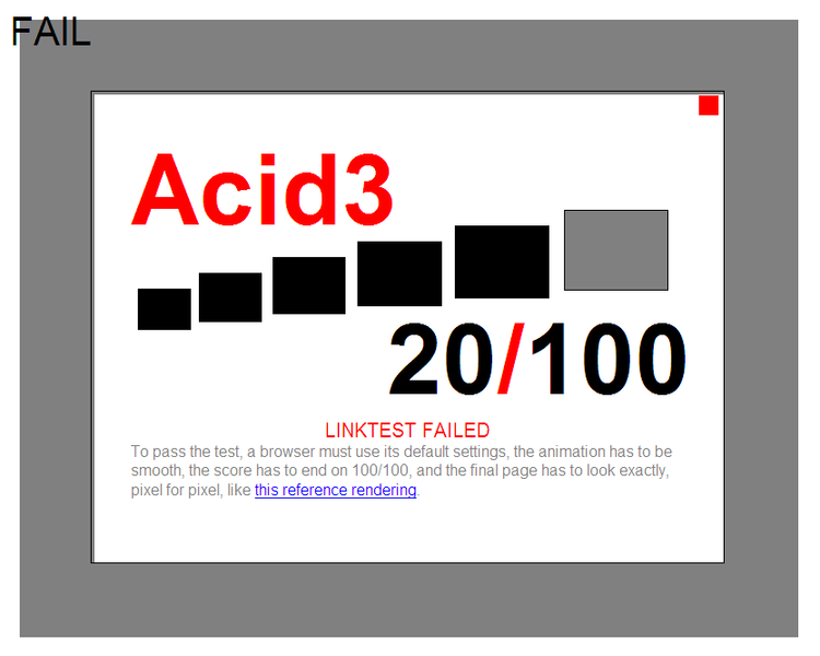 Acid3 browser test fail