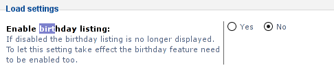 Enable birthday listing phpbb forum screenshot