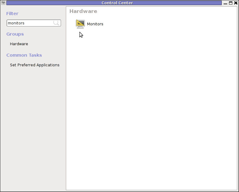 GNOME Control Center search Monitors menu debian GNU / Linux