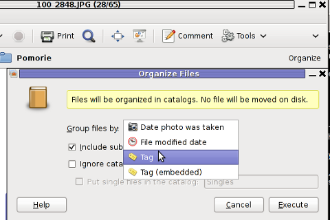 GTHUMB organize files Debian cropped screenshot
