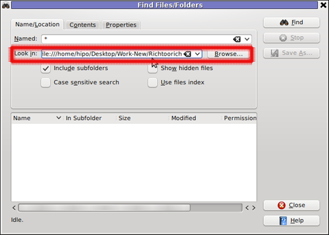 Screenshot find content in multiple files and folders recursively kfind kde program
