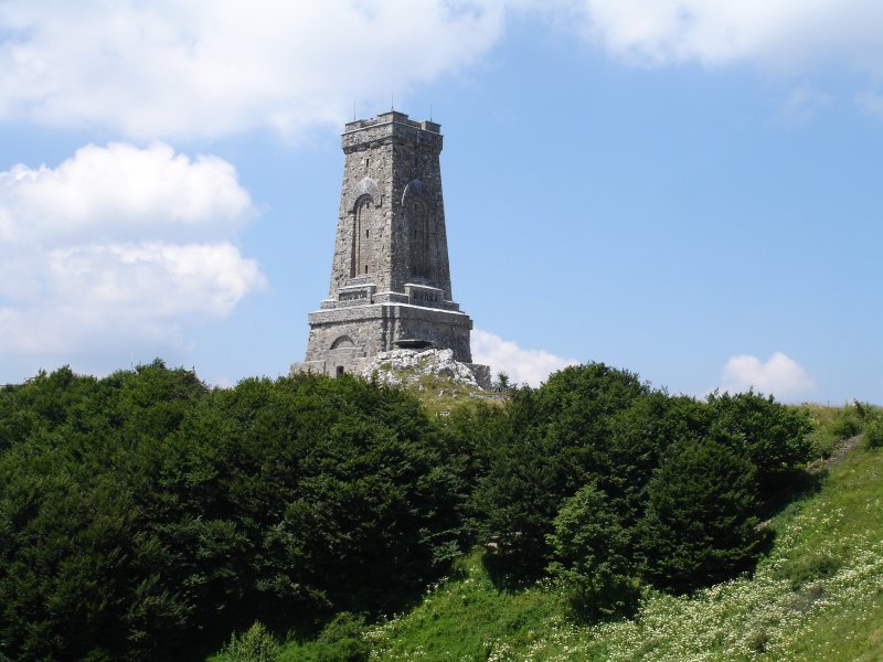 Shipa memoriam monument of Bulgarian Russian Turkish bloody battles near Shipka Pass (Peak)