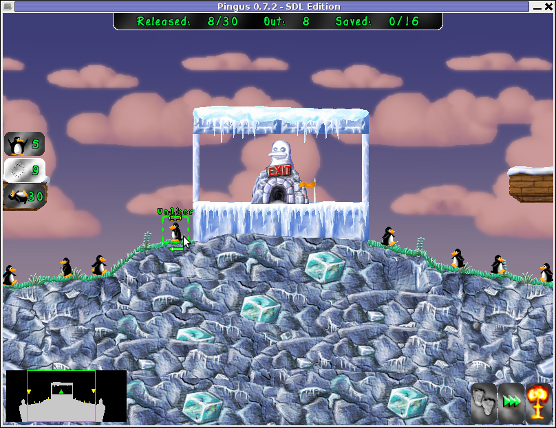 Pingus Lemmings like Free Software Game for Linux BSD level screenshot