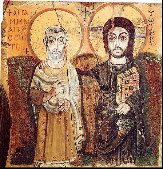 Saint Mena (Sv. Mina) and The Lord Jesus Christ icon from 6th century
