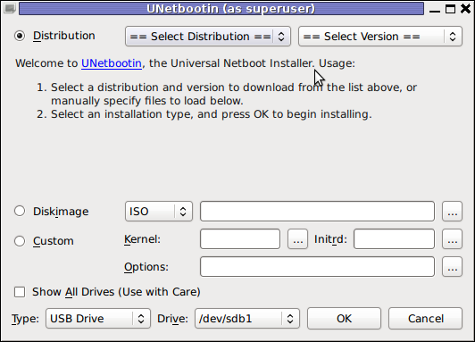 Unetbootin Universal GNU / Linux and FreeBSD USB installer