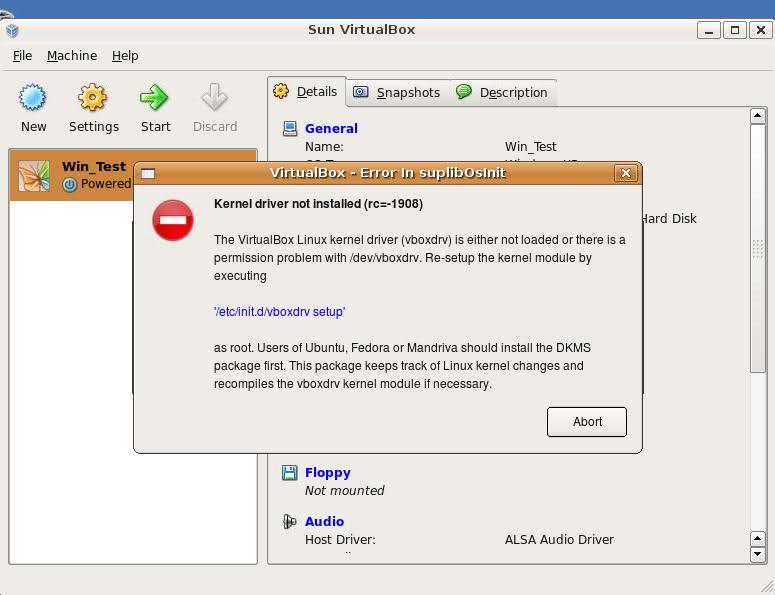 VirtualBox vboxdrv not loaded error Ubuntu Screen