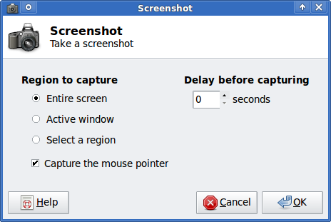 XFCE screenshooter Slackware Linux take a screenshot dialog