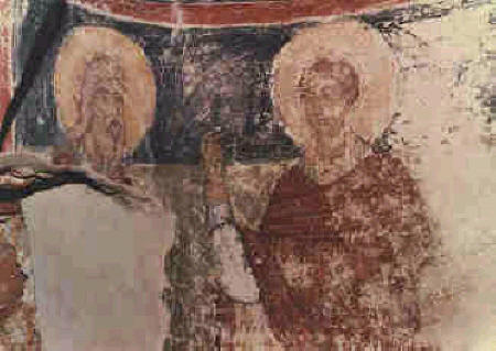 .   . .   XVI .    ".  "   (Kalishta), . St. Ermolaj and St. Pantelejmon, fresques. Source: struga.org