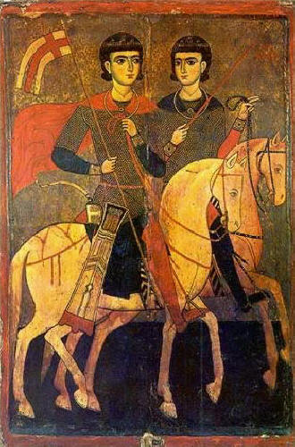 Свв. Сергий и Бакх на коне. Икона от 13 в., манастира "Св. Екатерина" в Синай