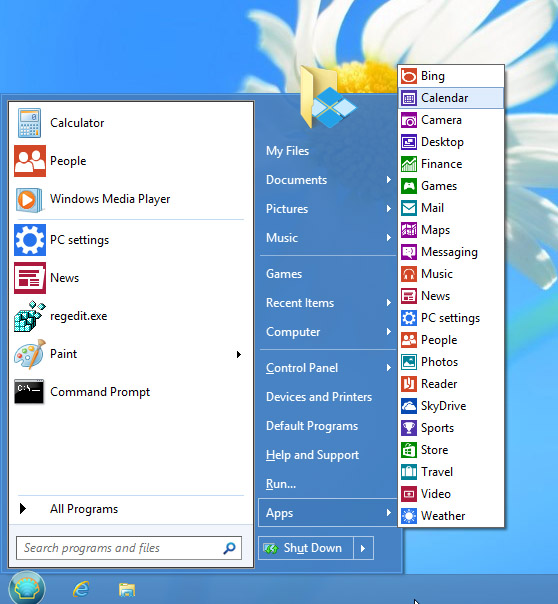 windows 8 start menu classic