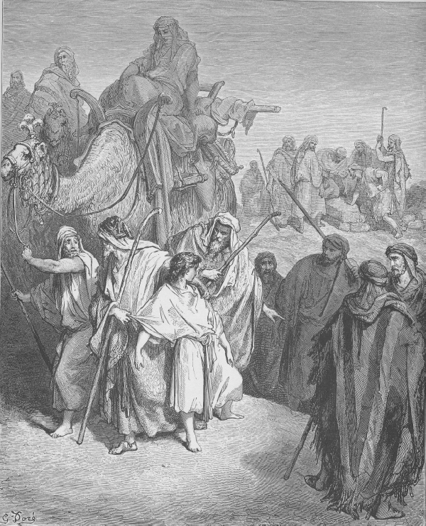 Братята на Йосиф го продават в Египет, Бит. 37:1-36. Joseph Is Sold by His Brothers (Gen 37 ). Woodcut by Gustave Doré (1832-1883), http://catholic-resources.org