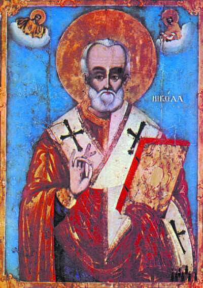 Св. Николай Мирликийски - икона от едноименната църква в Сливен, Йоаникий Папа Витанов, 1831 г. Източник: Църковен вестник
