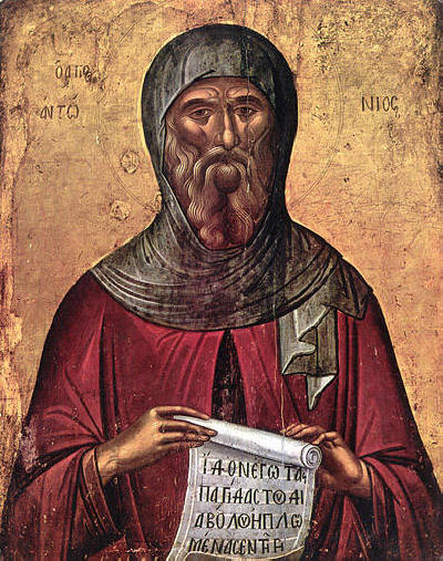 Св. Антоний Велики. Икона от XVI в. от критския иконописец Мануил Дамаскинос. 