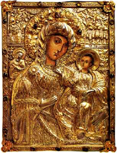 Богородица с Младенеца  Ходигитрия (Водителка). Икона от 1821 г. Днес в Националния исторически музей в София.