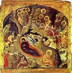 Рождество Христово. Византийска икона от началото на XV век