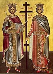Свв. Константин и Елена, гръцка икона