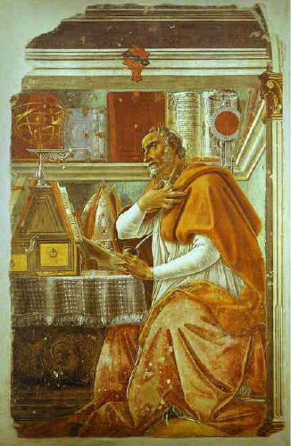 Alessandro Botticelli. Блажени Августин, фреска от 1480 от Алесандро Ботичели