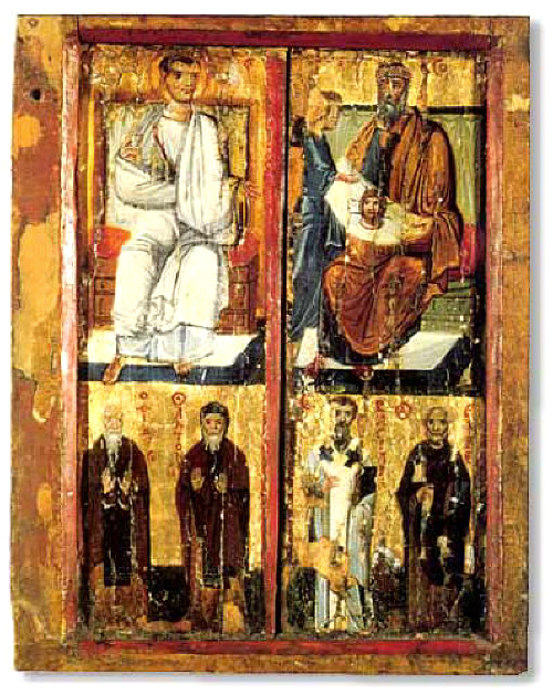 Apostle Thaddeus and rex Abgar. Icon. St. Catherine monastery (Sinai)